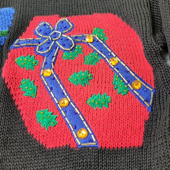 Vintage Victoria Harbour Holiday Presents Embellished Applique Cardigan size Med - Picture 11 of 14